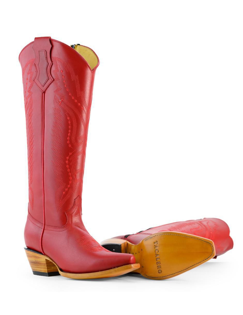 Bota cowboy abajo de la rodilla de piel para mujer 2