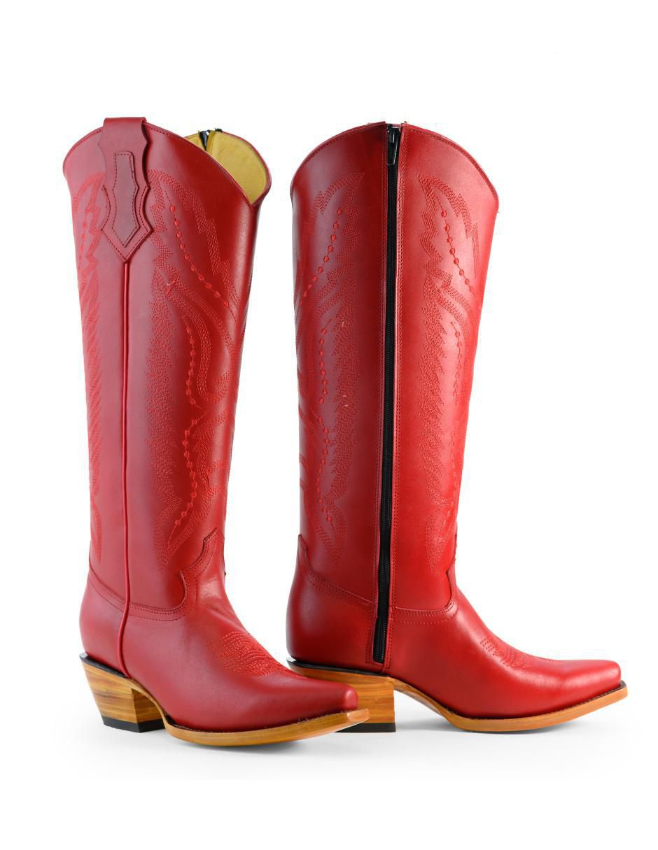 Bota cowboy abajo de la rodilla de piel para mujer 3