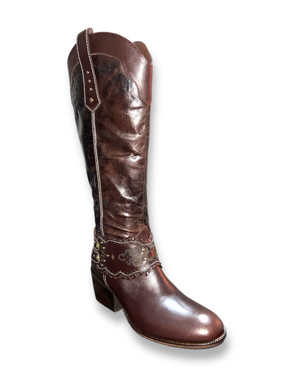 Bota abajo de la rodilla de piel para mujer 2