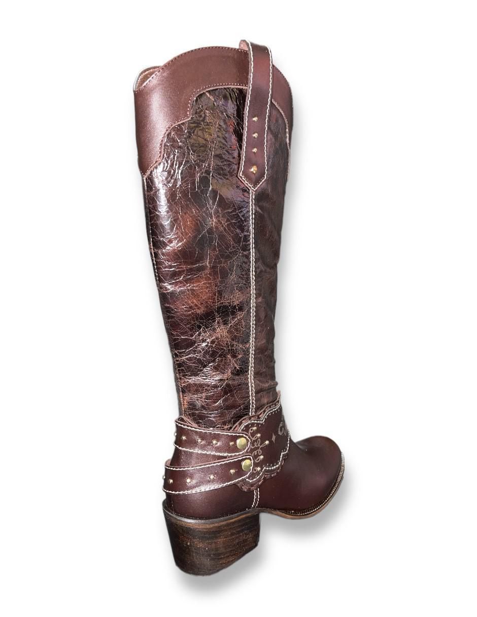Bota abajo de la rodilla de piel para mujer 3